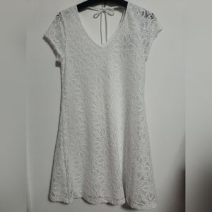 New White Lace Mini Dress / Size S